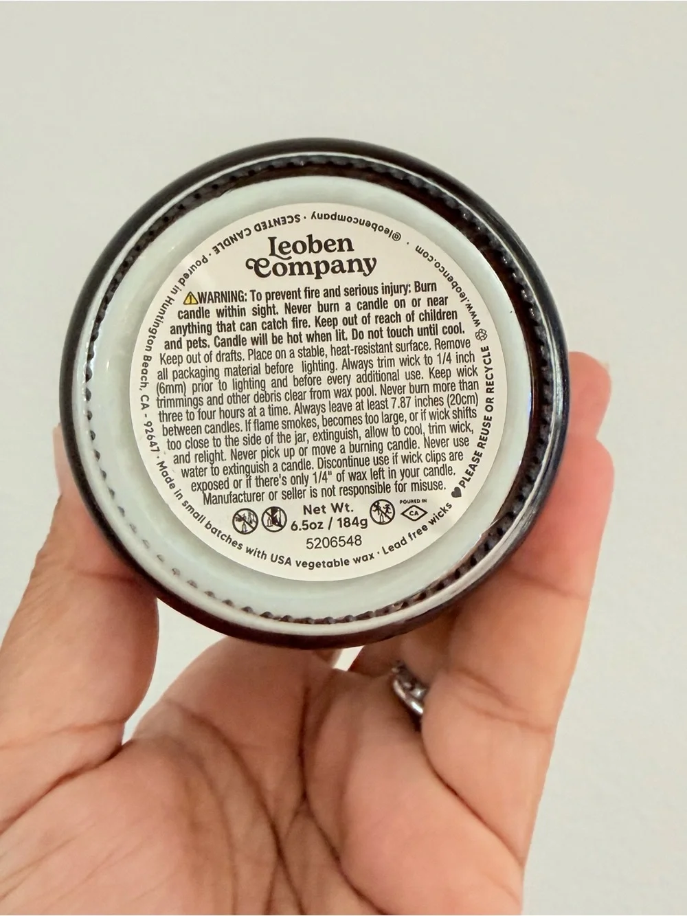 Leoben Company Vanilla Ember Scented Candle - Black & Cream